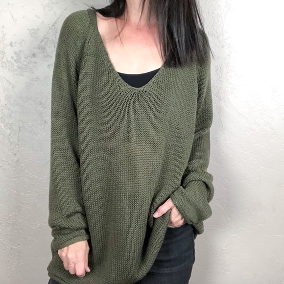 H&M Sweaters - H&M Green Chunky V-Neck Sweater